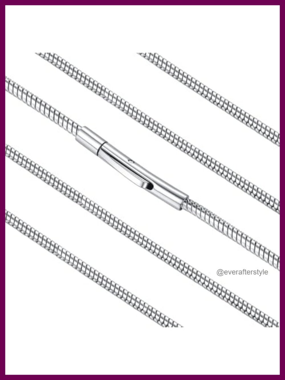 316L Stainless Steel Snake Chain Necklace Unisex 30" Push Button Clasp